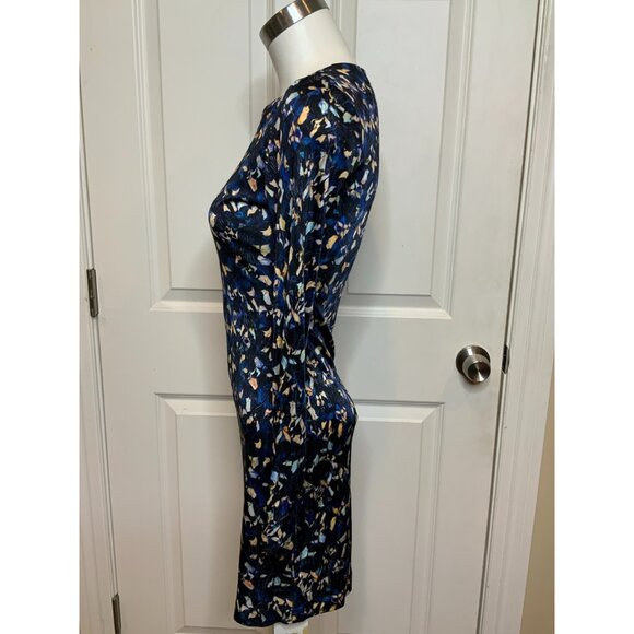 SALONI Dark Blue & Multicolor Floral Long Sleeve Sheath Mini Dress, Size 2 - Picture 5 of 10